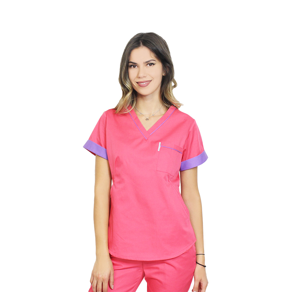 OUTLET Halat medical ciclam cu mov, cu doua buzunare ascunse, model Amani 4